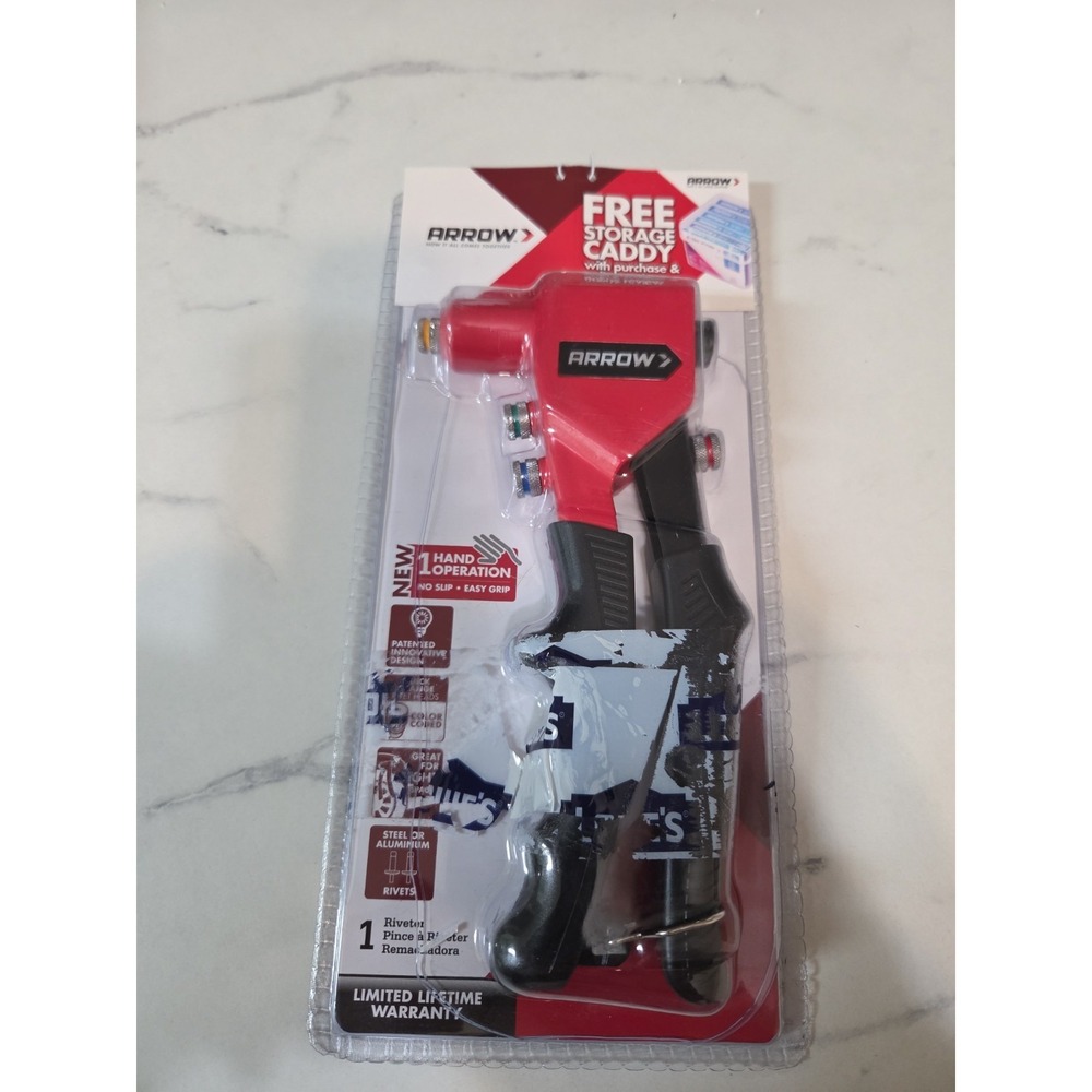 Arrow One Handed Riveter Tool Quick Change Color Coded Rivet Heads Model RT188M
